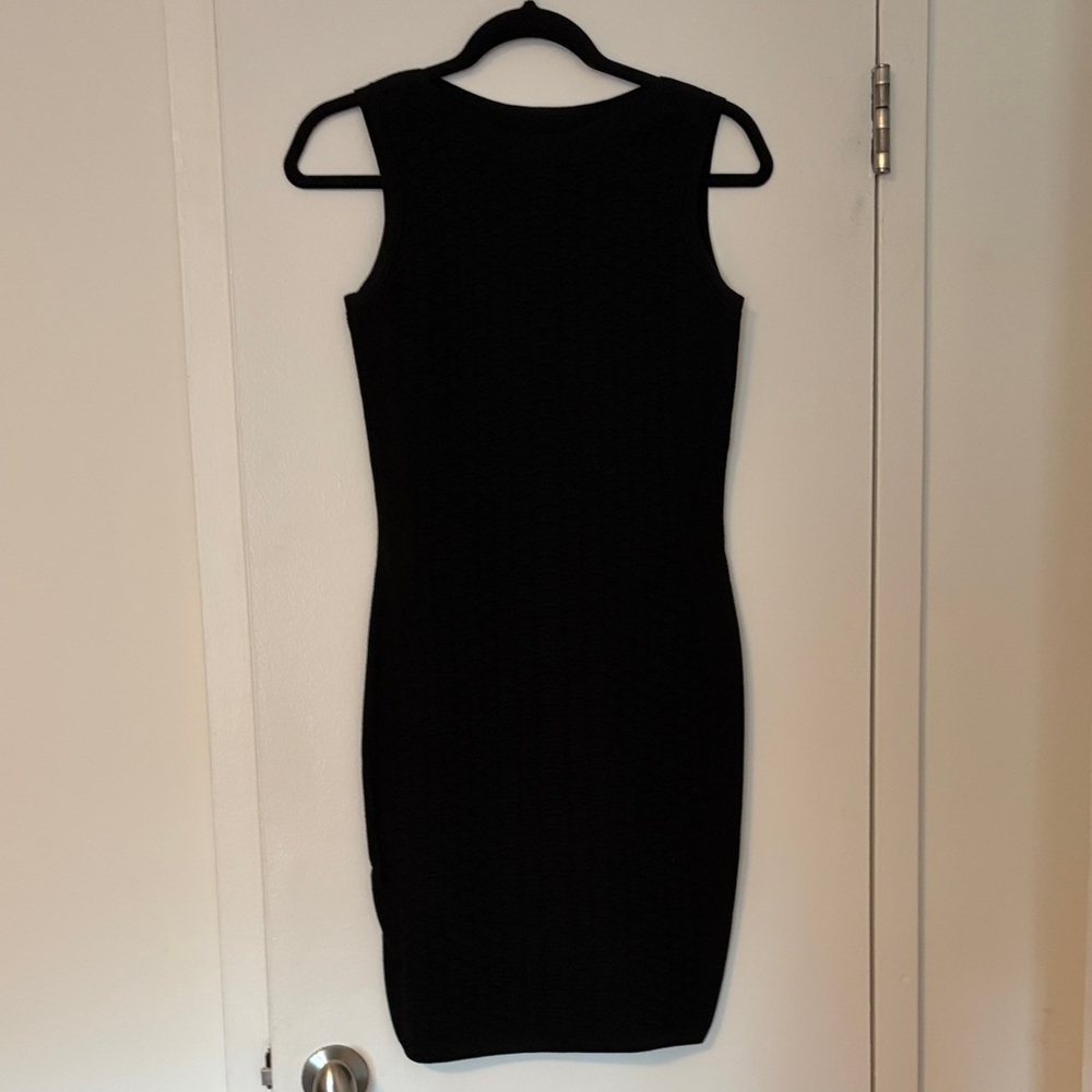 Classic Black Sleeveless textured Bodycon Dress (cool textured fabric)